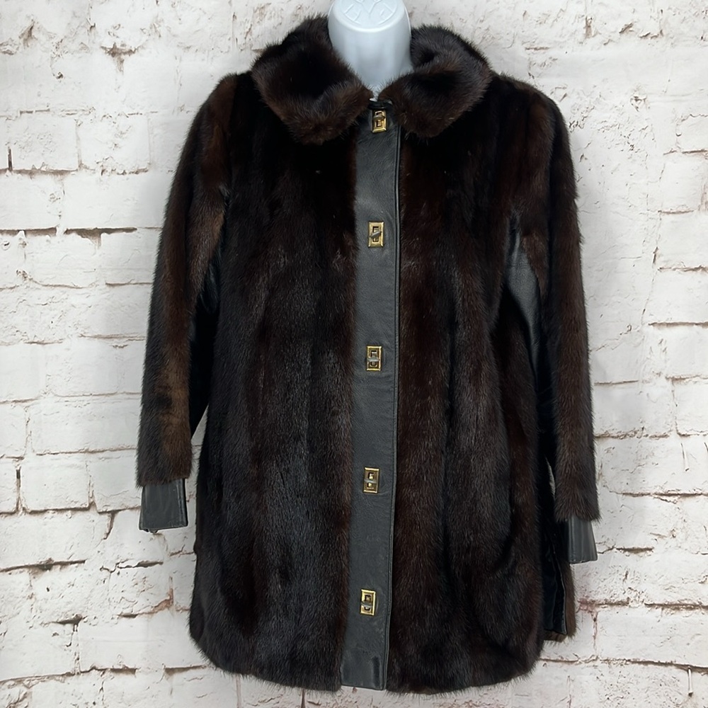 ✨VTG✨I. Magnin Mink/Lambskin Combo Coat, Size M